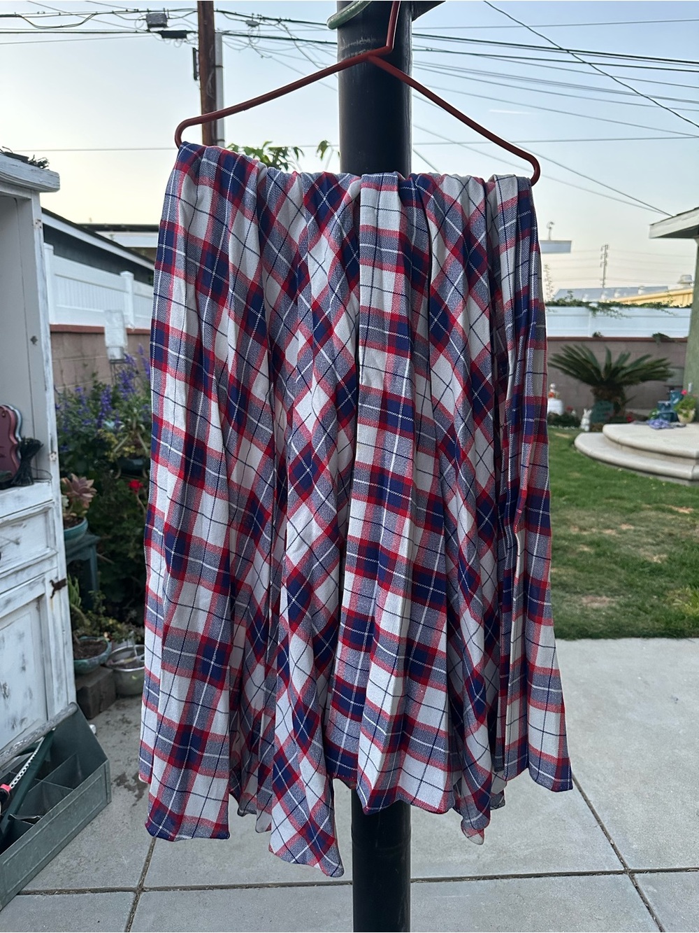 Plaid Circle Skirt in Red, Blue & White vintage